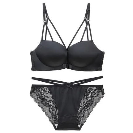 ハミ肉ゼロ フロントホック ノンワイヤー A-Bカップ 背中スッキリ 無地 ブラ・ショーツセット