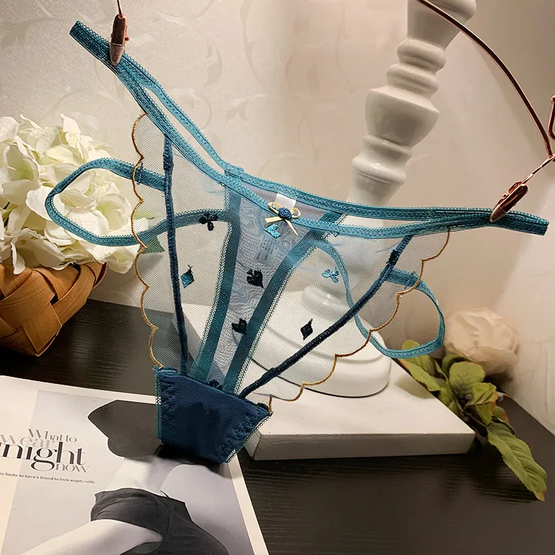 セクシー 透け感 レース 花柄 ボウタイ ローウエスト Tバック・タンガ