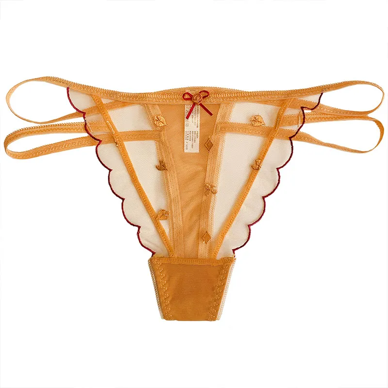 セクシー 透け感 レース 花柄 ボウタイ ローウエスト Tバック・タンガ