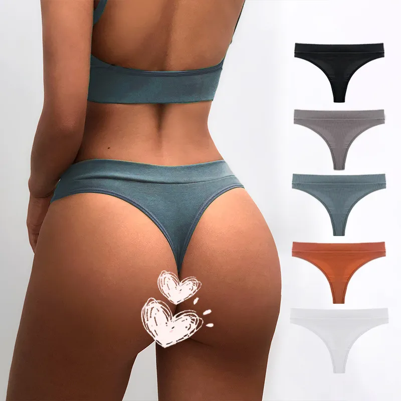 シームレス スポーツ用 無地 ローウエスト 柔らかい ヨガ用 Tバック・タンガ