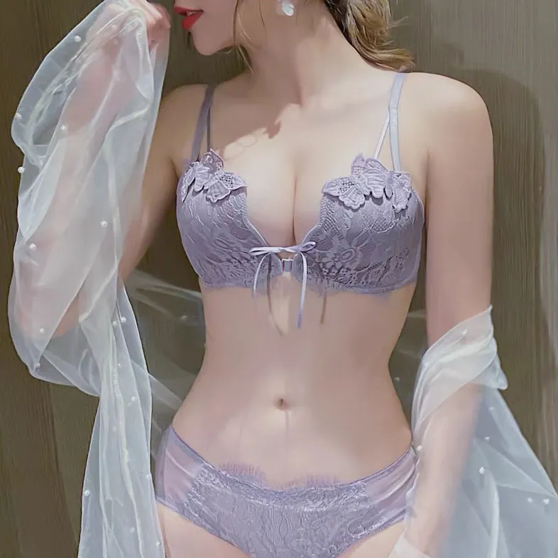 ボリュームUP バストアップ 盛れる 貧乳ブラ A-Bカップ ノンワイヤー ブラ・ショーツセット