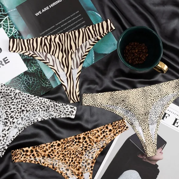 シームレス ヒョウ柄 セクシー 響かない 高通気 運動 ランニング 速乾 Ｔバック・タンガ