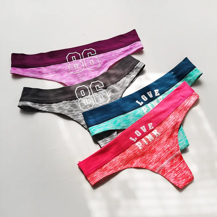 スポーツ風 配色 アルファベット 伸縮性のある ローウエスト セクシー Ｔバック・タンガ