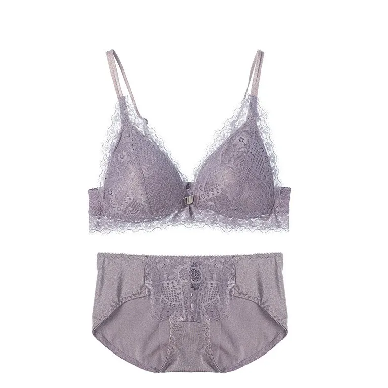 フロントホック A-Bカップ セクシー レース 盛れる 脇高 ノンワイヤー ブラ・ショーツセット