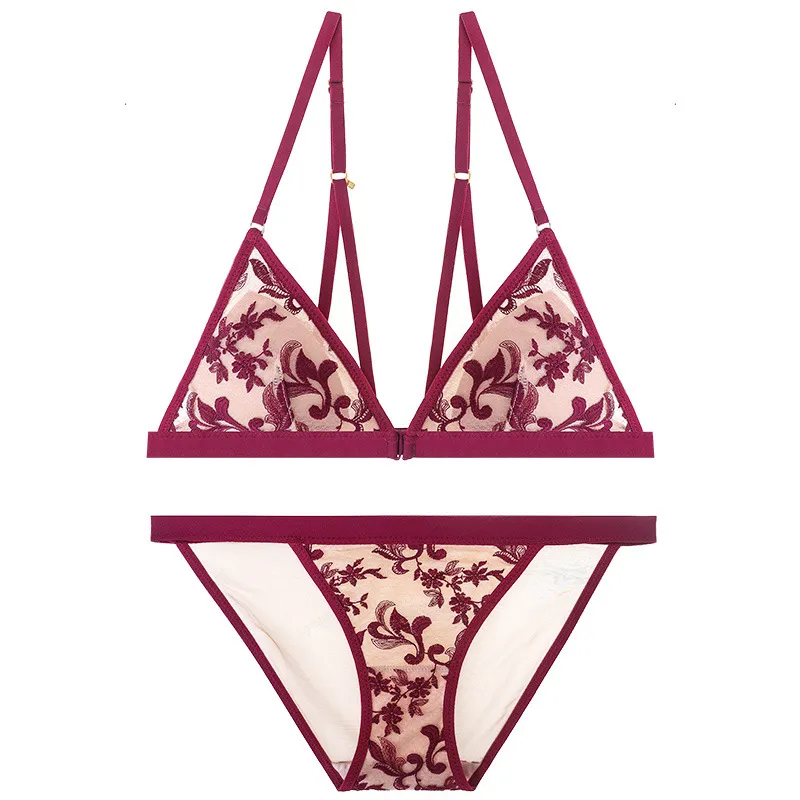 セクシー 上品 エレガント A-Cカップ ノンワイヤー フロントホック ブラ・ショーツセット