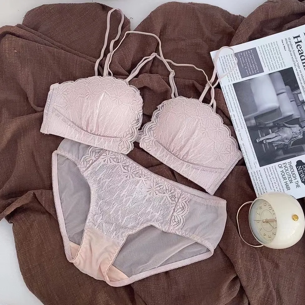 スウィート フロントホック レース A-Bカップ ノンワイヤー 1/2カップ ブラ・ショーツセット