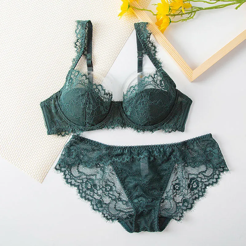 お揃い効果 中心に寄せ 超薄い レース 切り替え A-Eカップ 単品販売可能 ワイヤー入り 肌触りいい ブラ・ショーツセット