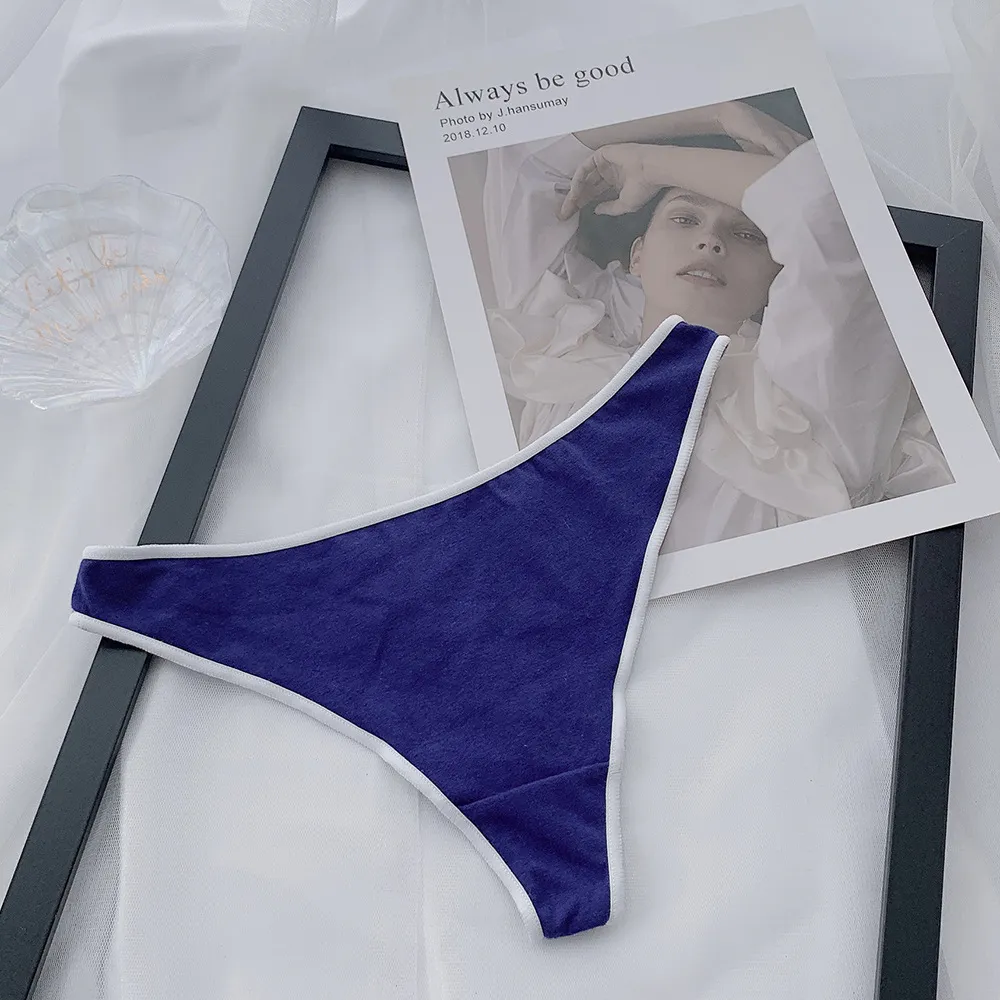 シンプル 綿混 配色 スポーツ クッション性 快適 全4色 しっかり Ｔバック・タンガ