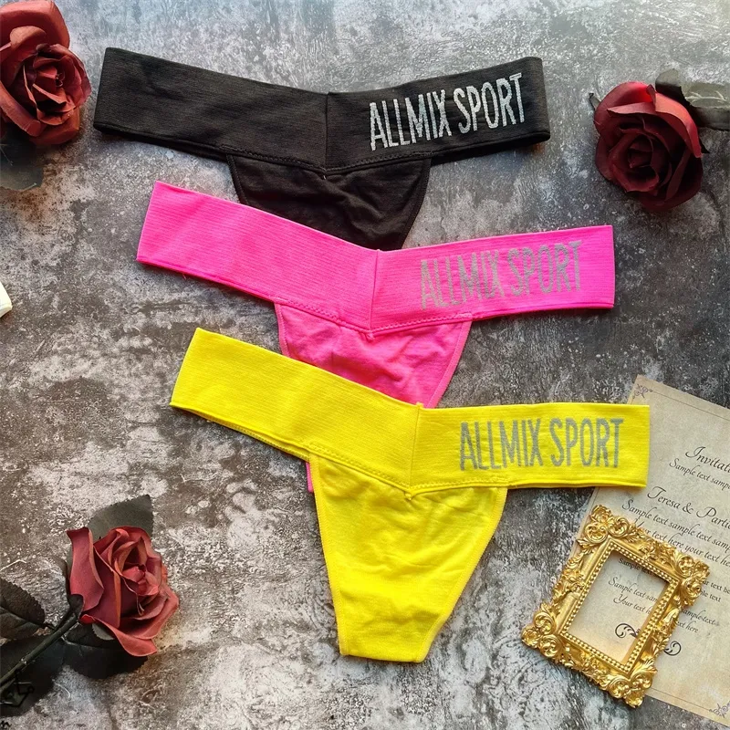 目を惹く アルファベット スポーツ 無地 ローウエスト しっかり クッション性 Ｔバック・タンガ