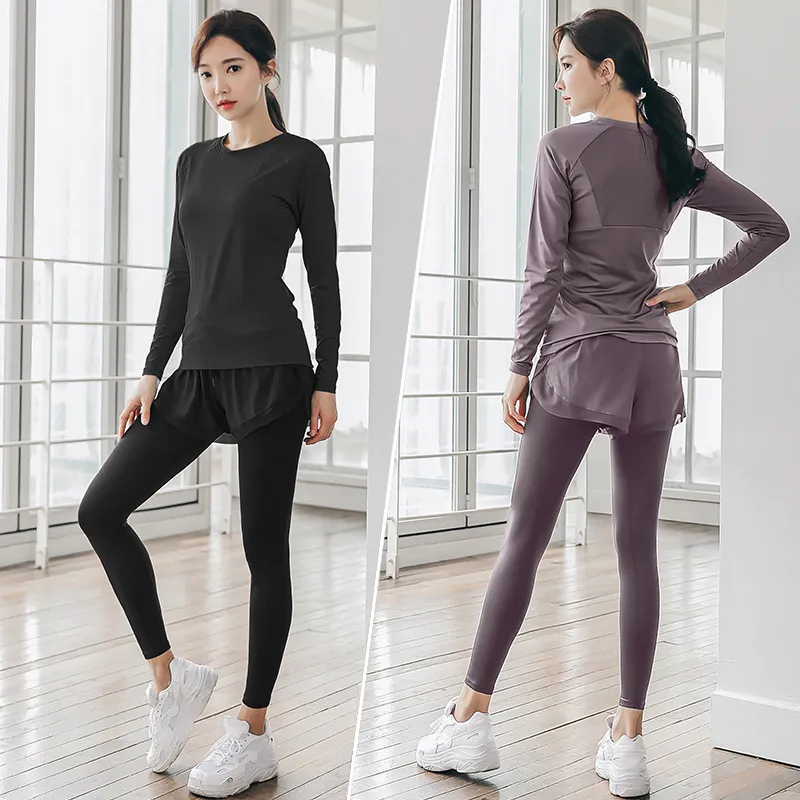 二点セット 速乾 ラウンドネック ジョギング トレーニング スポーツウェア 3タイプ ヨガセット