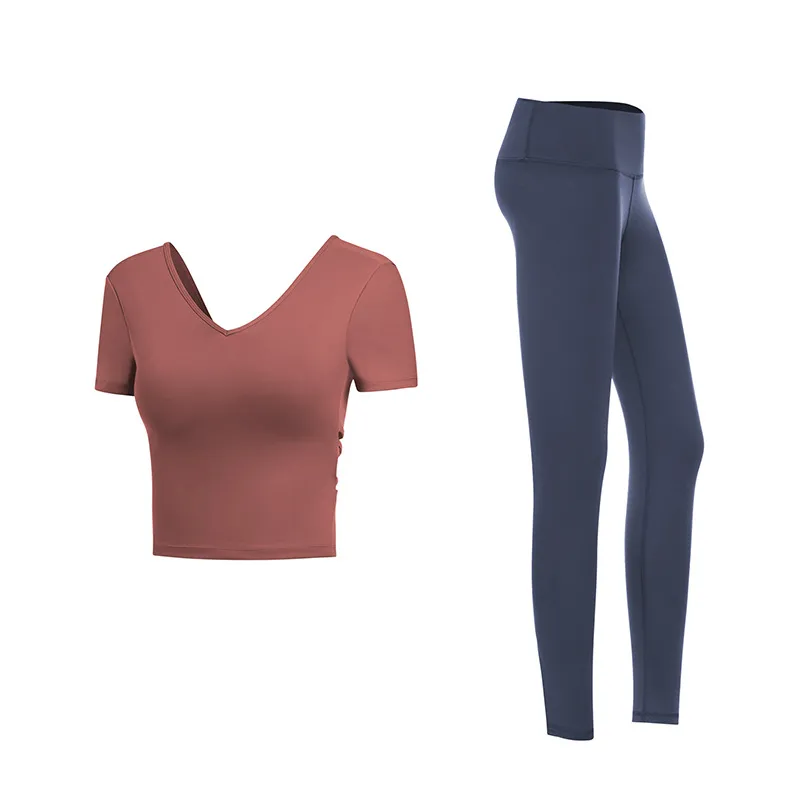 二点セット クロス 速乾 配色 ジョギング スポーツウェア フィット感 ヨガセット