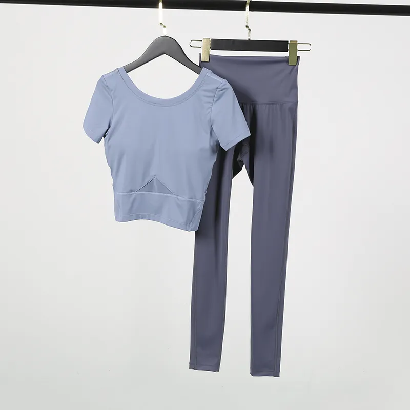 2点セット 全5色 フィット 無地 型崩れしにくい ヨガセット