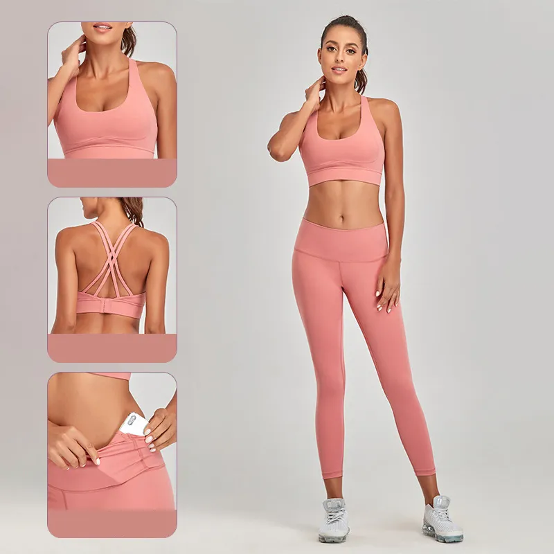 2点セット 超目玉アイテム 無地 スポーツ Uネック ノースリーブ 動きやすい ヨガ セット