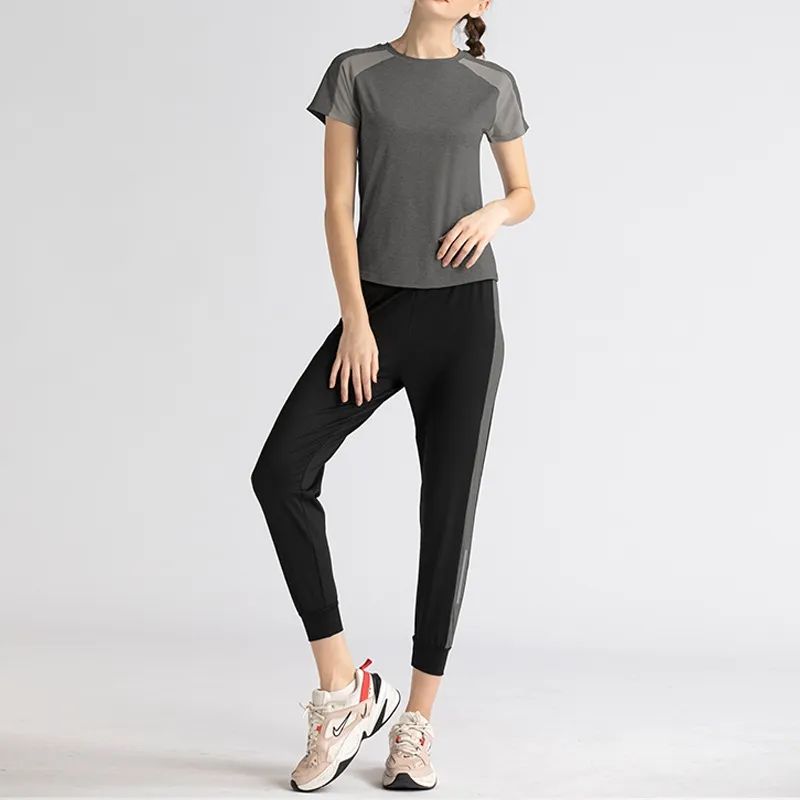 2点セット 品質いいな新品 運動向き トレーニング 切り替え カジュアル ラウンドネック ヨガ セット