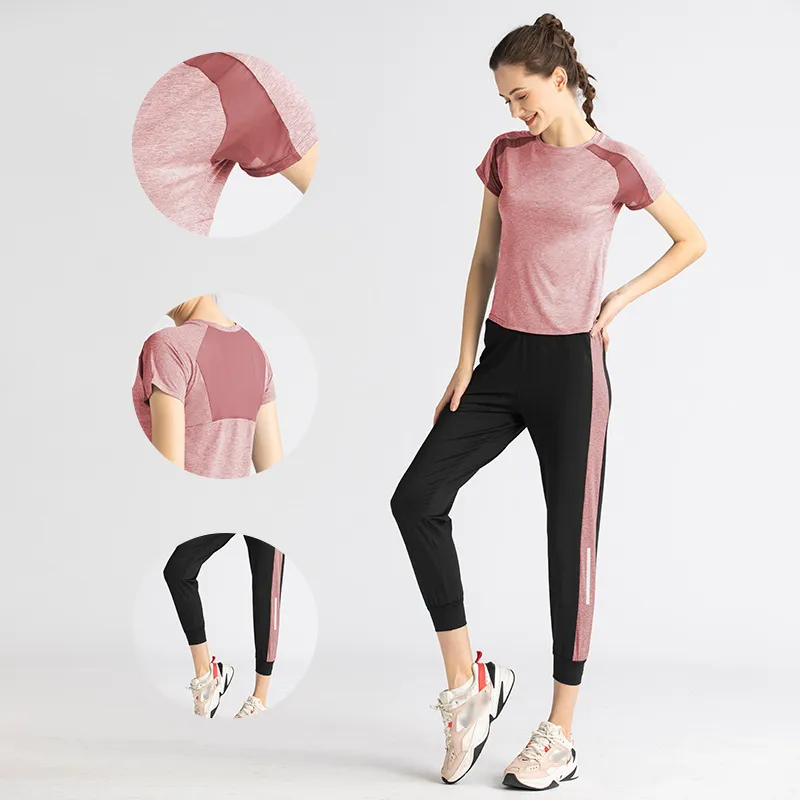 2点セット 品質いいな新品 運動向き トレーニング 切り替え カジュアル ラウンドネック ヨガ セット