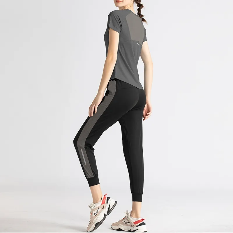 2点セット 品質いいな新品 運動向き トレーニング 切り替え カジュアル ラウンドネック ヨガ セット