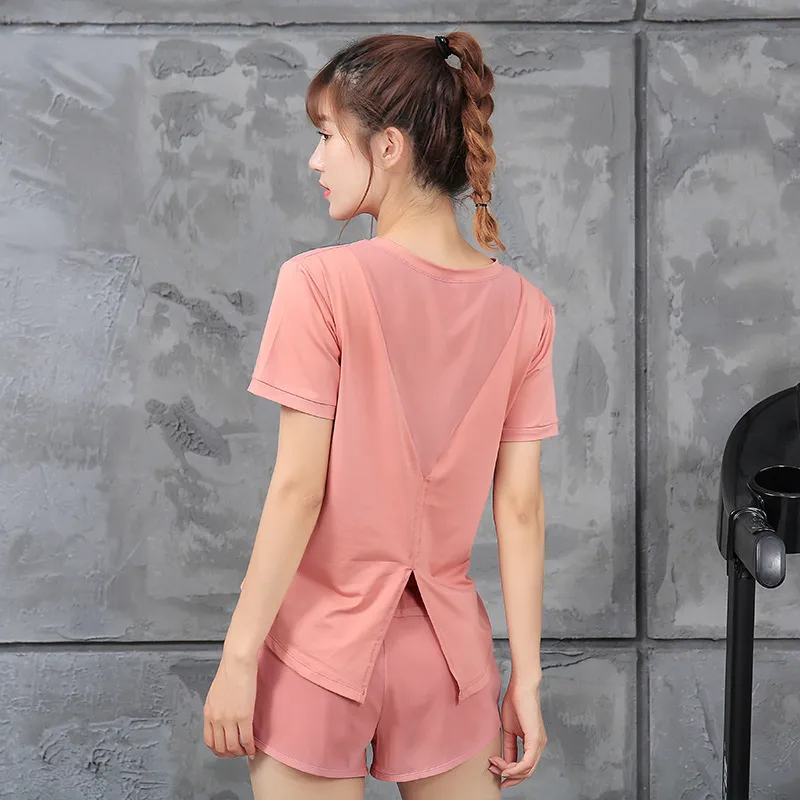 2点セット 絶妙丈感 体型カバー 運動着 切り替え スリット ヨガセット