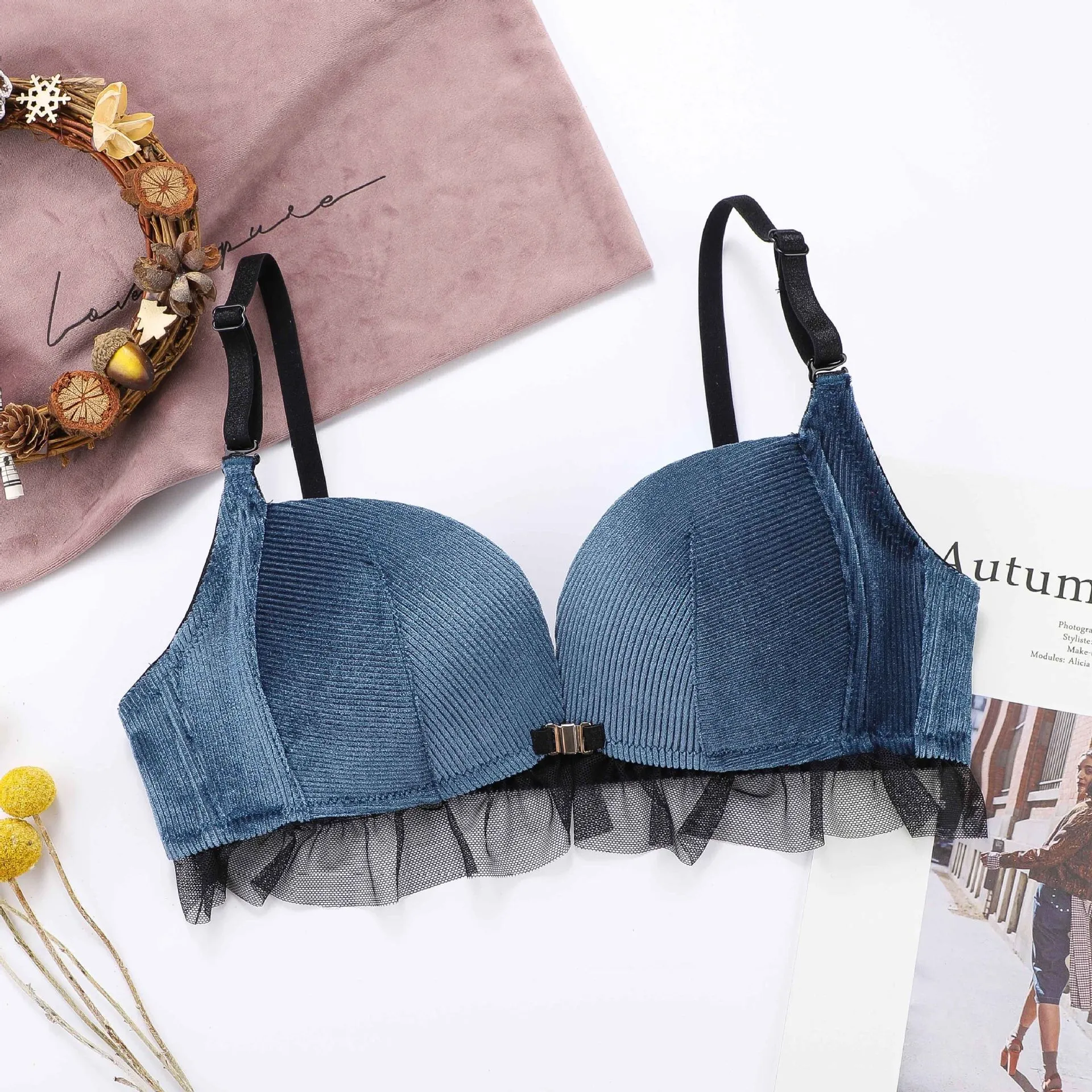 【単品販売可能】フロントホック 存在感抜群 セクシー A-Bカップ ノンワイヤー ハミ肉ゼロ ブラ・ショーツセット