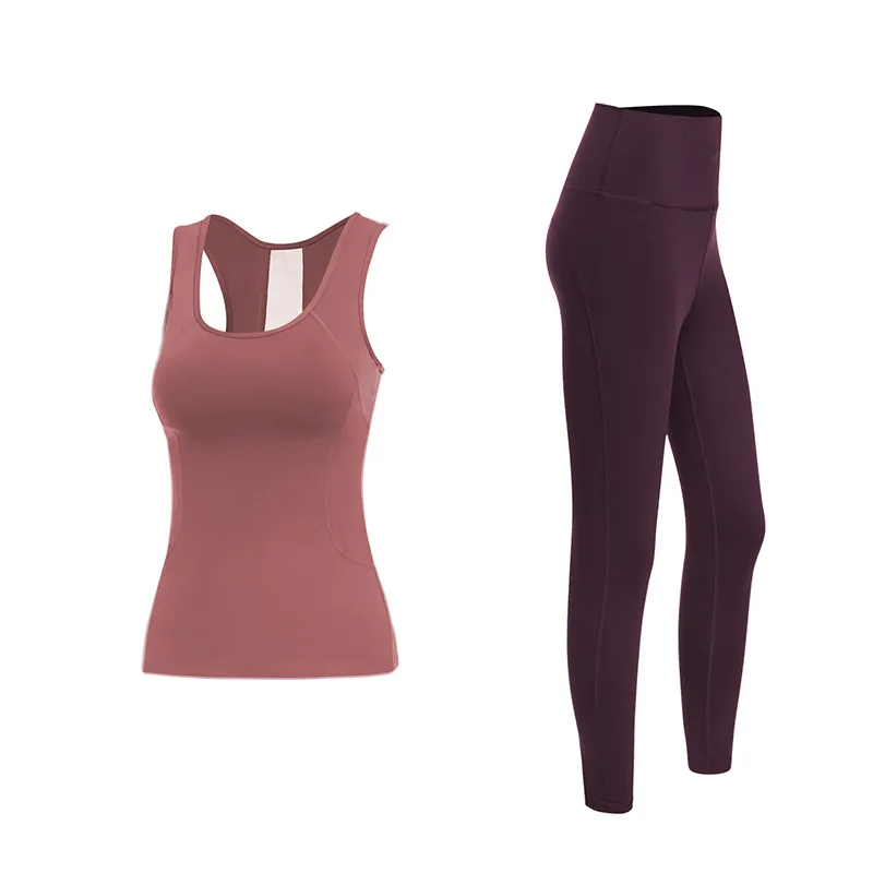二点セット 動きやすい パッドあり ノースリーブ スポーツウェア ヨガセット