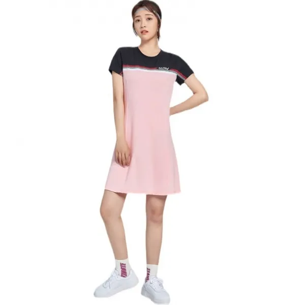 配色 ストライプ柄 切り替え ストレートスカート ラウンドネック スポーツウエア ヨガセット