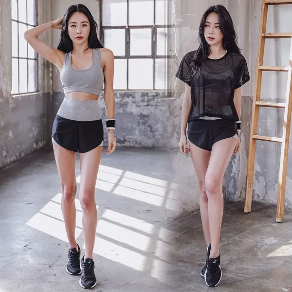 三点セット メッシュ 通気性いい   ハイウエスト ヨガウェア スポーツセット