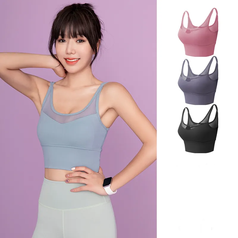 ２点セット シンプル キャミソール メッシュ 透かし彫り スポーツセット