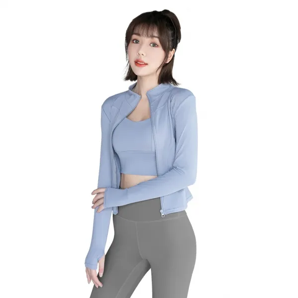 ヨガ・ジム 無地  切り替え  ハーフネック  ジッパー  スポーツセット