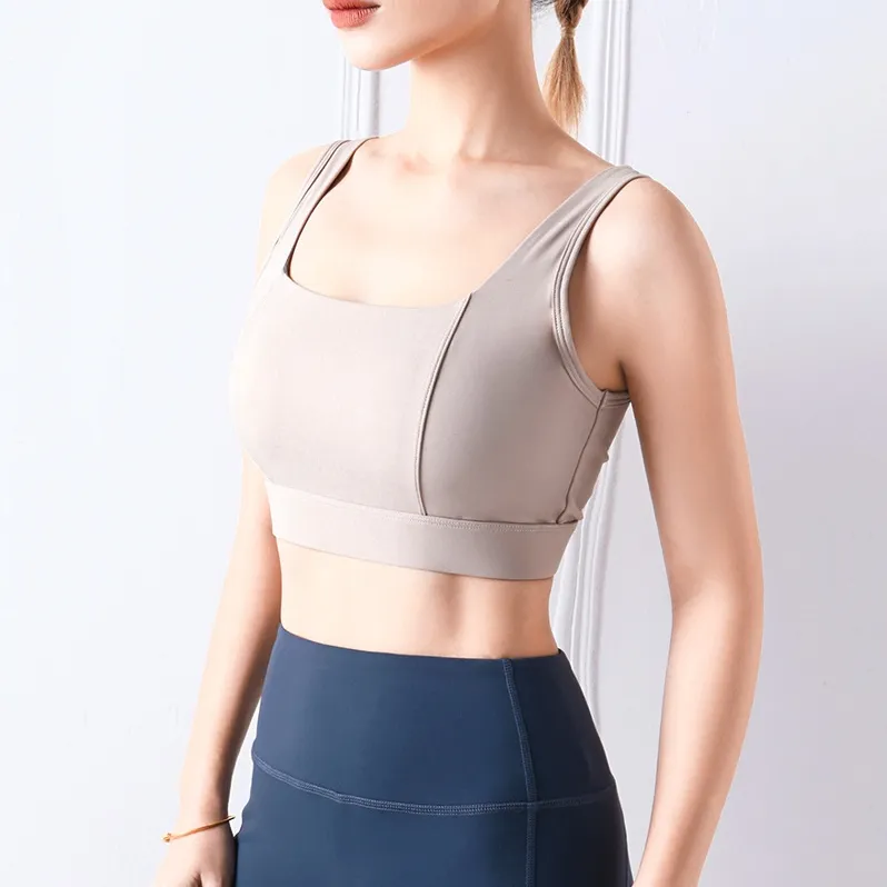 定番シンプル スポーツブラ 揺れ防止 セクシー 胸大きく見え 無地 ヨガブラ