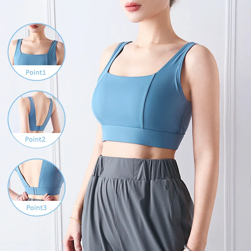 定番シンプル スポーツブラ 揺れ防止 セクシー 胸大きく見え 無地 ヨガブラ