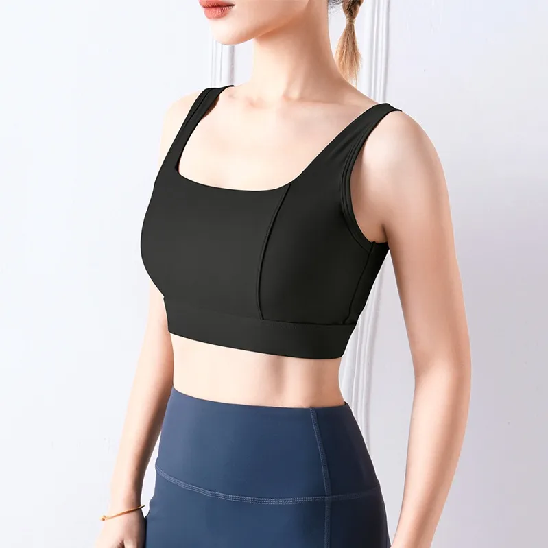 定番シンプル スポーツブラ 揺れ防止 セクシー 胸大きく見え 無地 ヨガブラ