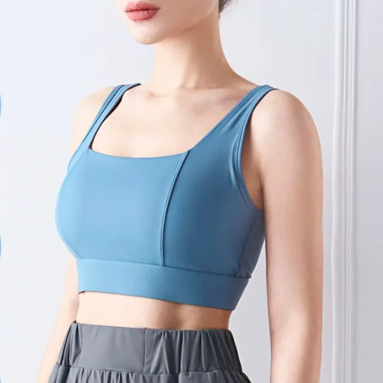 定番シンプル スポーツブラ 揺れ防止 セクシー 胸大きく見え 無地 ヨガブラ