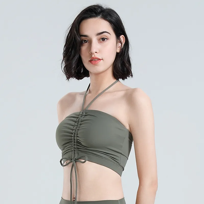 セクシー ホルターネック ボウタイ 背中魅せ パッドあり スポーツ ヨガブラ