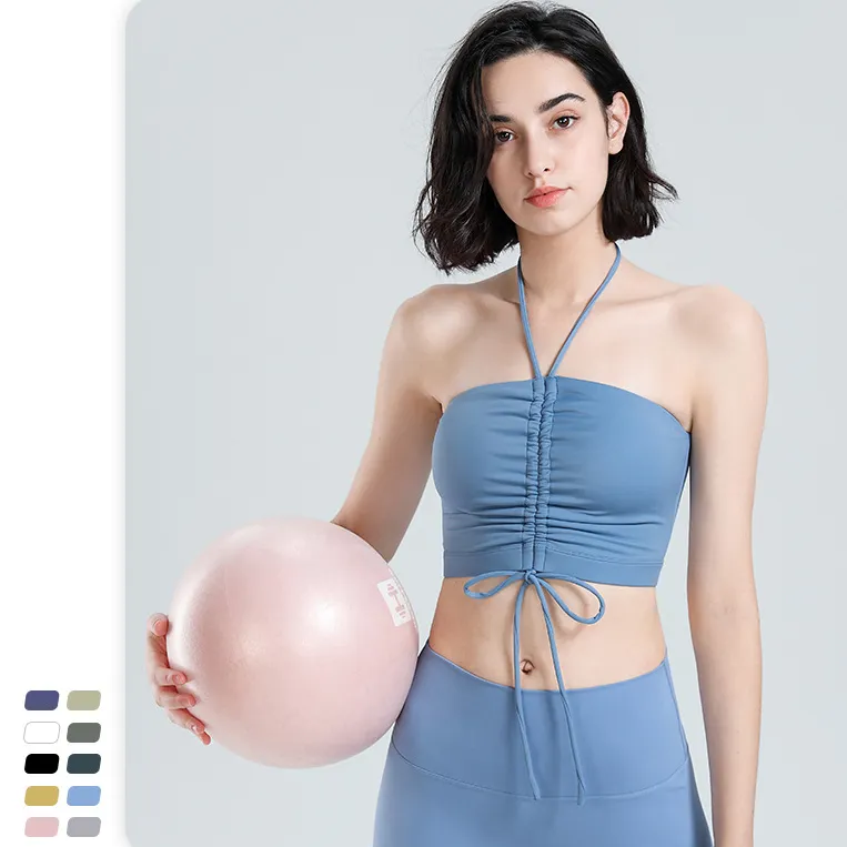 セクシー ホルターネック ボウタイ 背中魅せ パッドあり スポーツ ヨガブラ