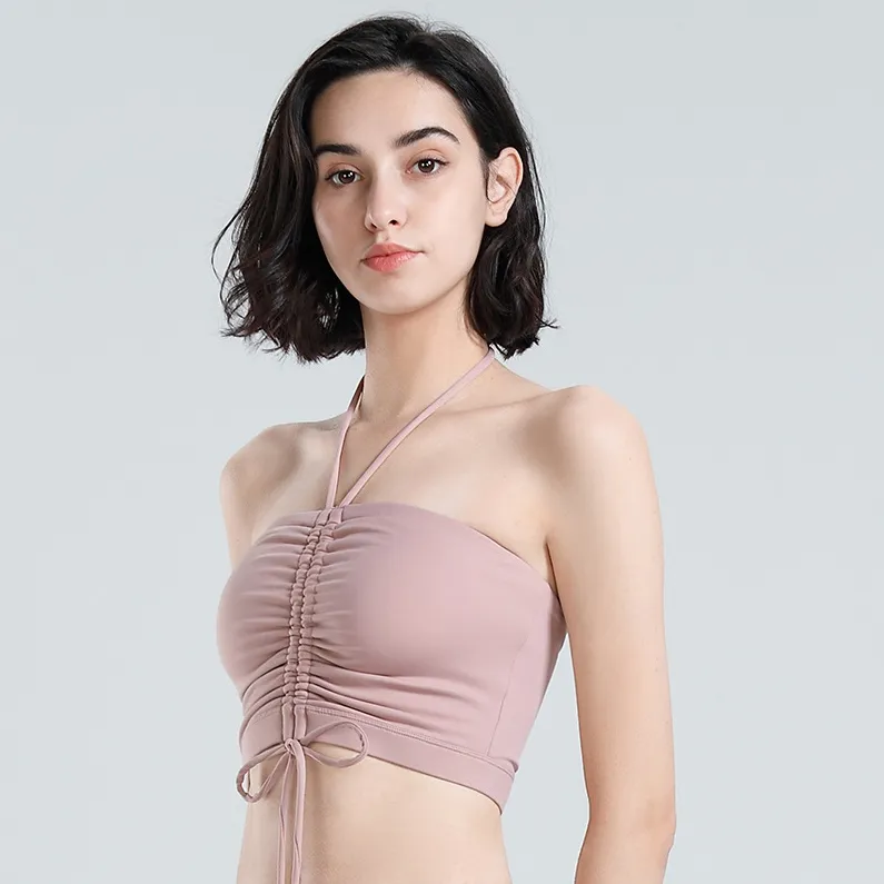 セクシー ホルターネック ボウタイ 背中魅せ パッドあり スポーツ ヨガブラ