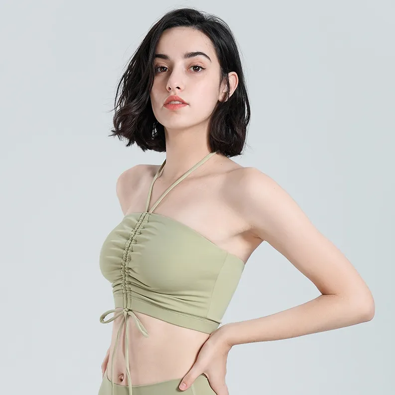 セクシー ホルターネック ボウタイ 背中魅せ パッドあり スポーツ ヨガブラ