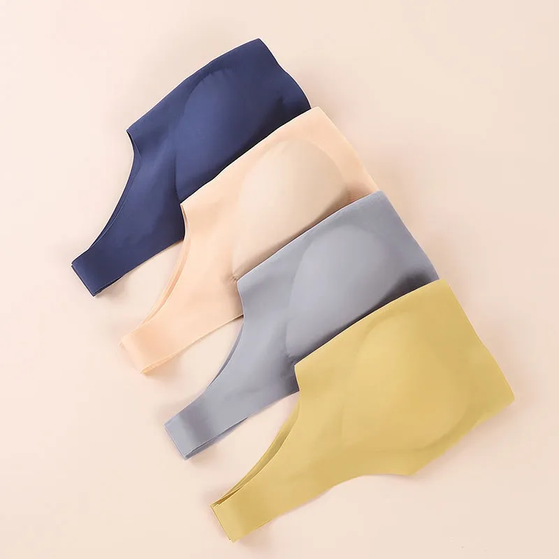 絶対流行 無地 脇高 背中魅せ シームレス ファッション スポーツ ヨガブラ