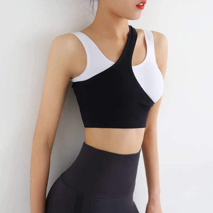 おしゃれ 配色 スポーツ キャミソール 吸汗速乾素材 背中魅せ ヨガブラ