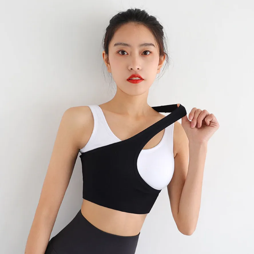 おしゃれ 配色 スポーツ キャミソール 吸汗速乾素材 背中魅せ ヨガブラ