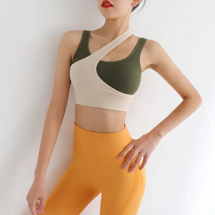 おしゃれ 配色 スポーツ キャミソール 吸汗速乾素材 背中魅せ ヨガブラ