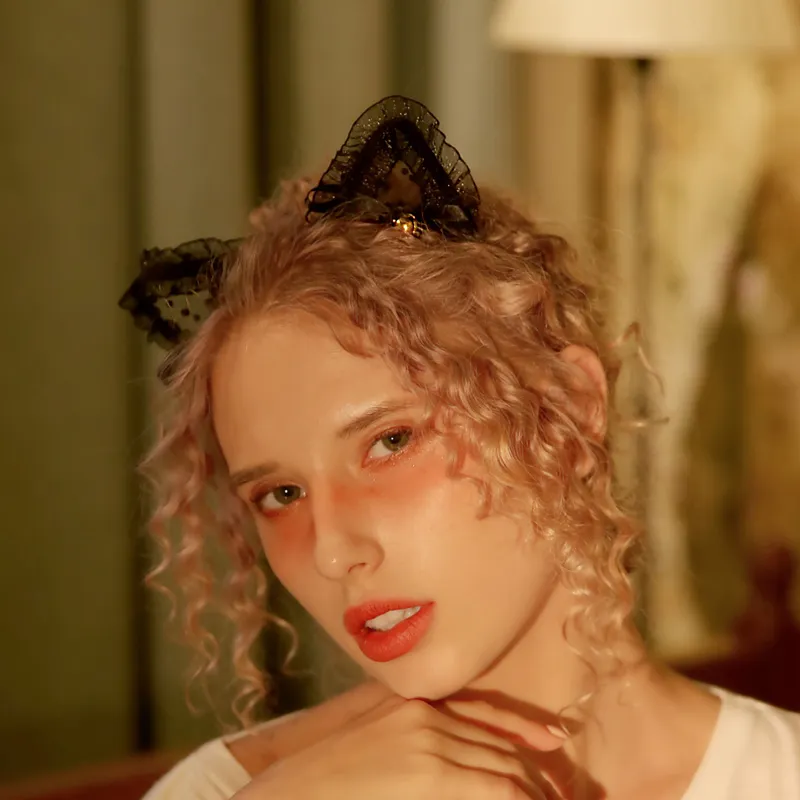 【二つタイプ】レトロ レース コスプレ 猫 ラメ入り マンネリ解消 エロアクセサリー ヘアバンド