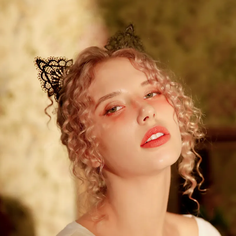 【二つタイプ】レトロ レース コスプレ 猫 ラメ入り マンネリ解消 エロアクセサリー ヘアバンド