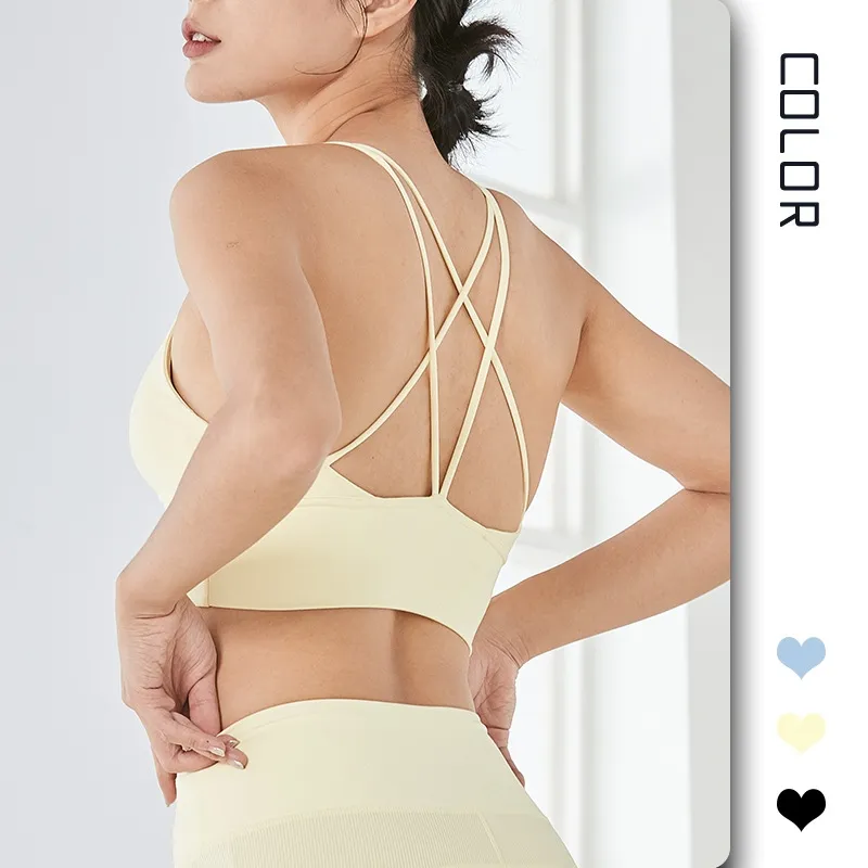 サポートする 運動向き プルオーバー シンプル 快適に パットあり ラウンドネック ヨガ ブラ