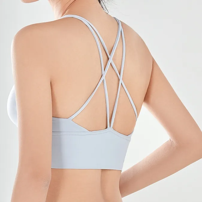 サポートする 運動向き プルオーバー シンプル 快適に パットあり ラウンドネック ヨガ ブラ