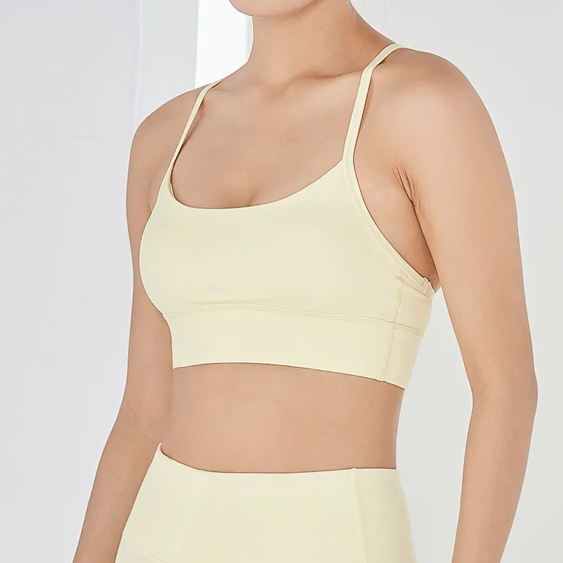 揺れを防いで プルオーバー シンプル 切り替え 吸収速乾 Uネック パットあり ヨガ ブラ