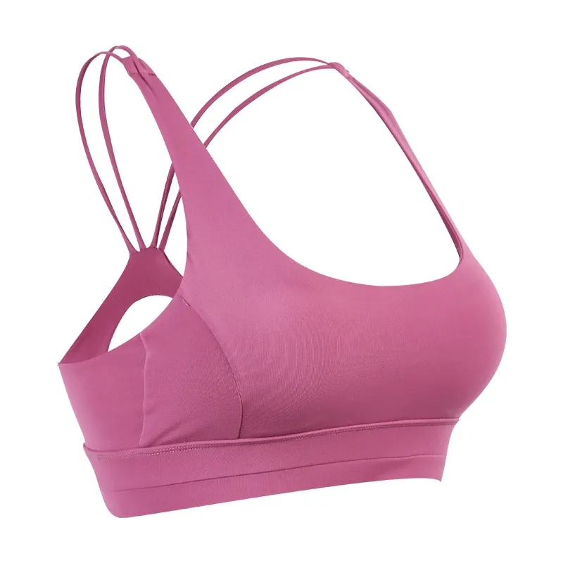 適度なフィット感 コンプレッション 無地 Uネック 吸収速乾 ヨガ ブラ