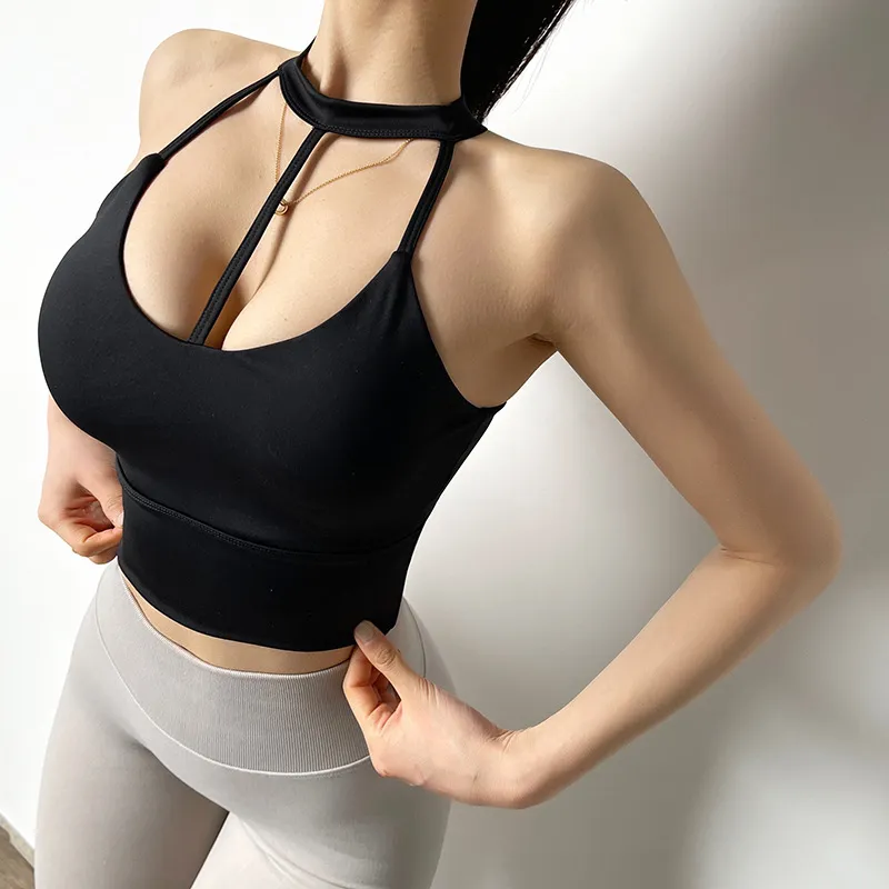 揺れない サポート ホルターネック フィット感 吸汗 スポーツウェア ヨガブラ