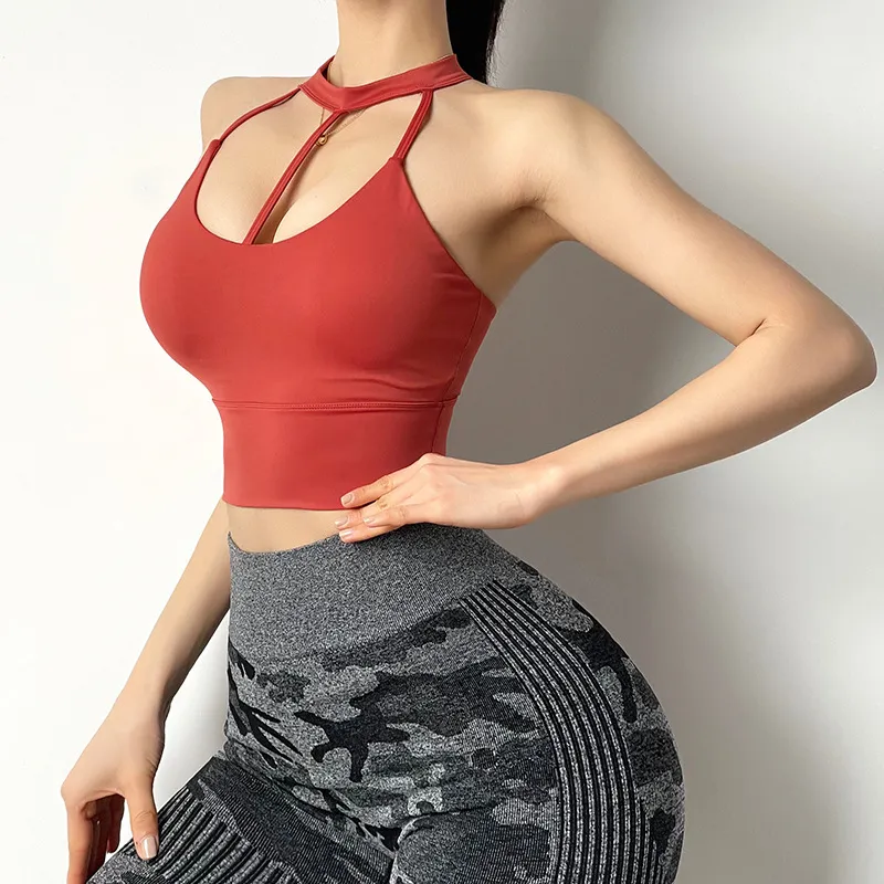 揺れない サポート ホルターネック フィット感 吸汗 スポーツウェア ヨガブラ