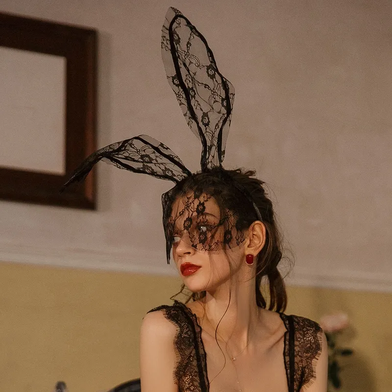 【バーニーガール】高級感 レース 透け透け エロアクセサリー ヘアバンド カチューシャ