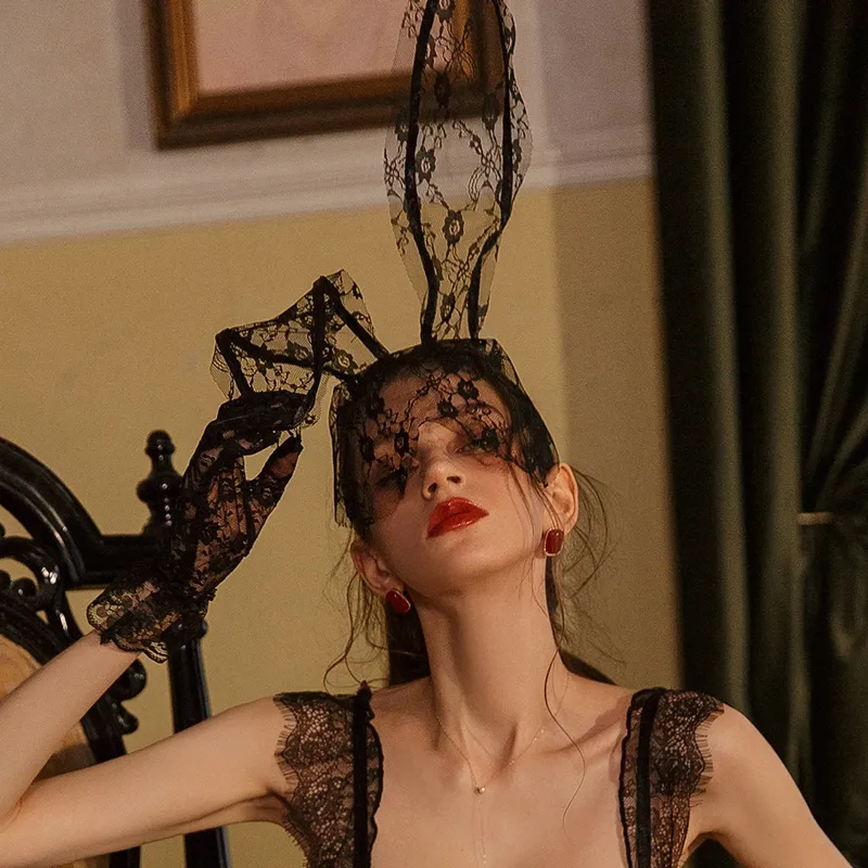 【バーニーガール】高級感 レース 透け透け エロアクセサリー ヘアバンド カチューシャ