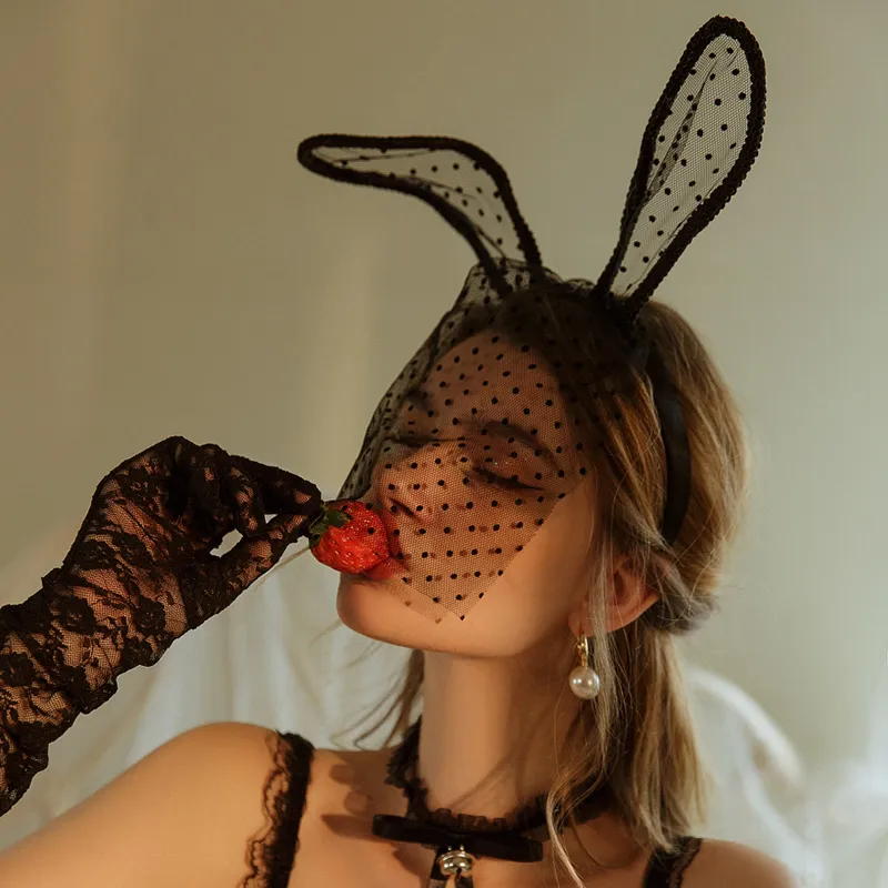 セクシー 夜の営み マンネリ解消 メッシュ ドット柄 ヘアバンド コスプレ ベール